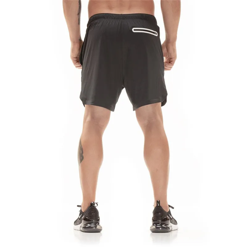 Новинка, двухслойные мужские шорты большого размера, дышащие быстросохнущие спортивные шорты для фитнеса, бодибилдинга, бега