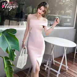 Розовые платья с жемчугом, короткое прямое выпускное платье на одно плечо, сексуальный разрез, летнее платье DQG271