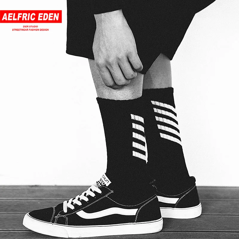 Aelfric Eden мужские длинные носки из хлопка повседневные полосатые буквенные команды Harajuku удобные носки для скейтбординга унисекс счастливые носки Ae022