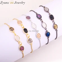 5 шт. ZYZ316-5569 элегантный мраморный кварцевый камень браслет модные ювелирное изделие овальной формы Титан камень разъем браслет