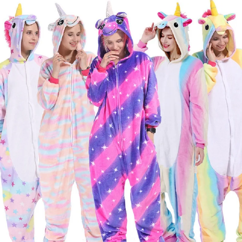 

Kigurumi Unicornio Women Pajamas Adults for Animal Cartoon Onesie Colorful Diamond Unicorn Pajamas Sets Stitch Flannel Pajama XL
