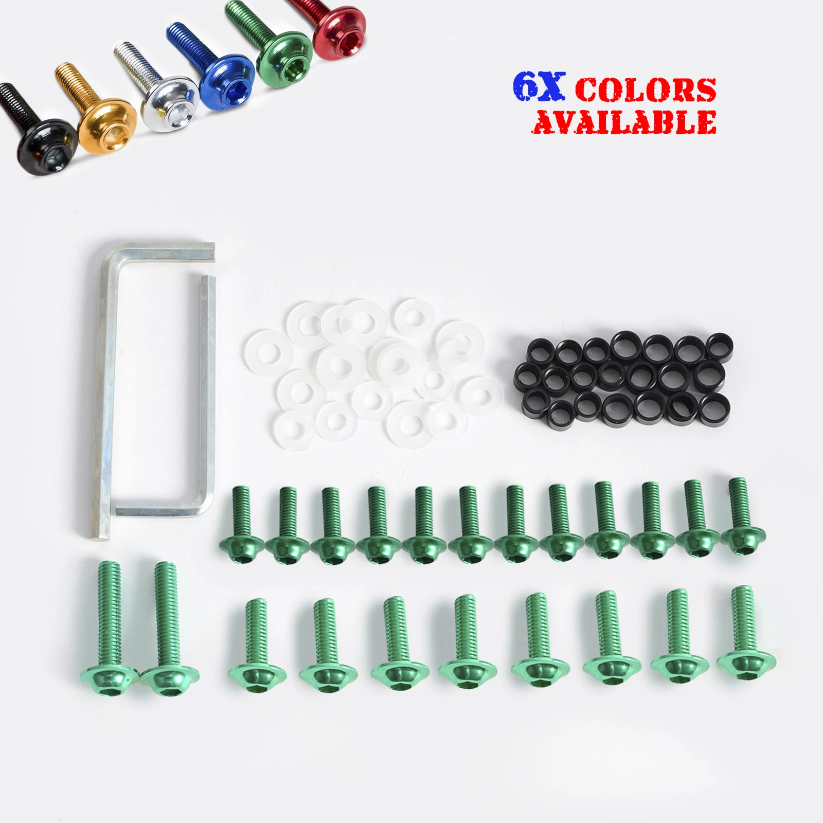 

Motorcycle Aluminum Fairing Bolts Kit For 2003-2006 Kawasaki Ninja ZX6R / 636 / ZX6RR Motocross Enduro Supermoto