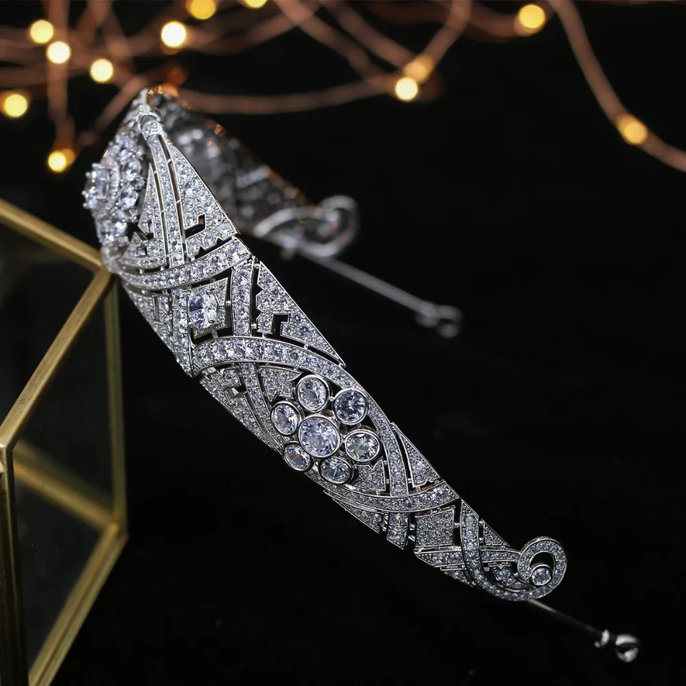 ASNORA hermosa corona Tiara de novia de Meghan Markle del pelo de la boda accesorios del pelo de las mujeres de Zircon de joyería nupcial corona y Tiaras - 5