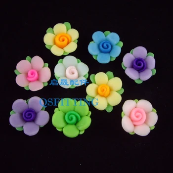 

free shipping,DIY accessories,16MM polymer clay flowers,mix color,sticker