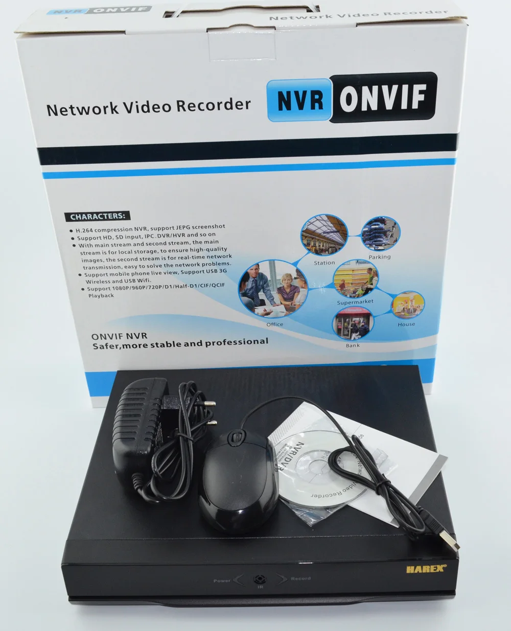 Сетевой видеорегистратор 16 каналов 1080P / 960P/720P Onvif многоязычный HDMI NVR HD1080P для ip