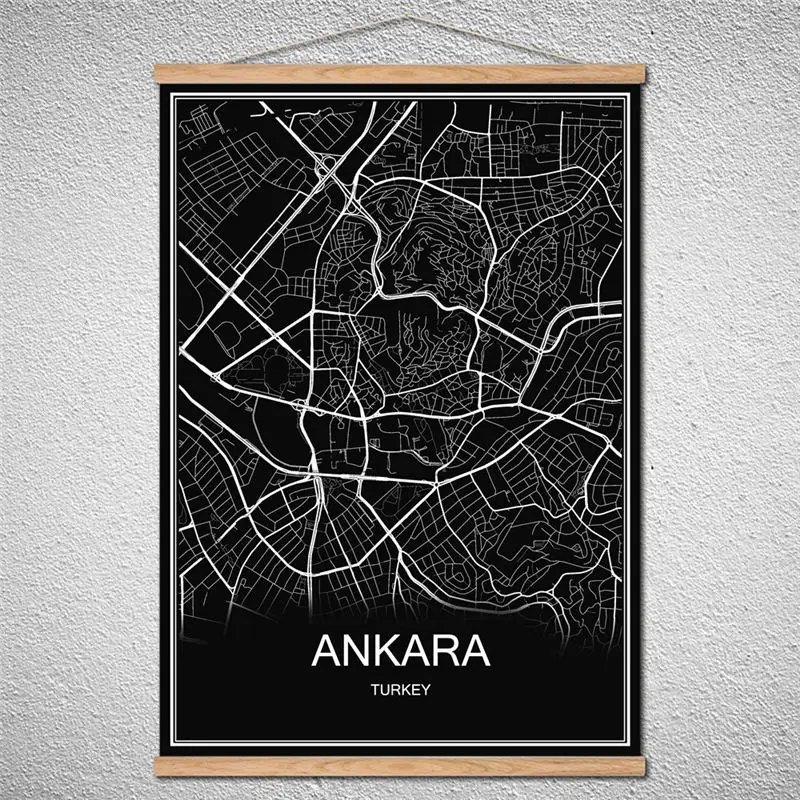 

Customized Pattern Size World City map Ankara Modern Oil Painting poster Canvas Abstract Cafe Decor print picture WITH FRAME