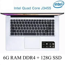 P2-04 6G RAM 128G SSD Intel Celeron J3455 Gaming laptop notebook computer keyboard and OS language available for choose