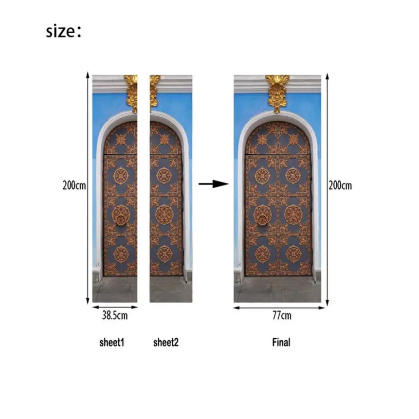 3D мусульманские креативные двери наклейки двери для спальни обновления водонепроницаемые наклейки A3