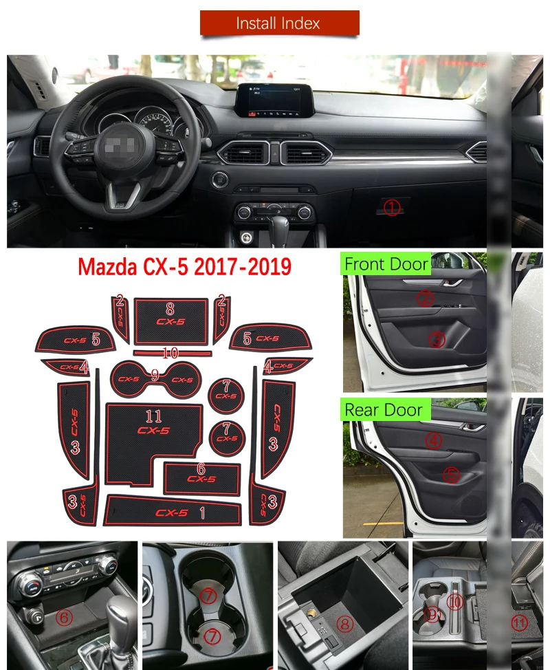 Противоскользящий резиновый коврик для ворот коврики Mazda CX 5 2017 2018 2019 MK2 KF CX5