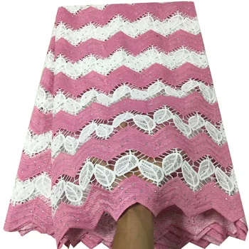 

Latest multicolor cord lace fabric high quality lace 2018 embroidered fabric lace african guipure cord lace fabric with stones