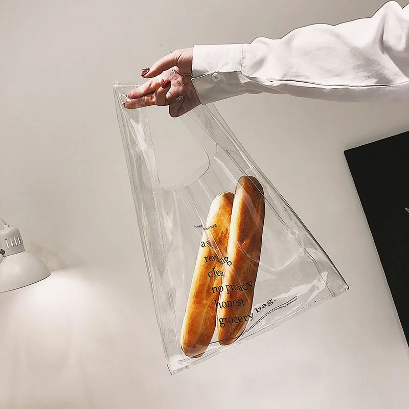 

2019 new Transparent letter plastic handbag Korean version of the simple casual art spring and summer shoulder bag