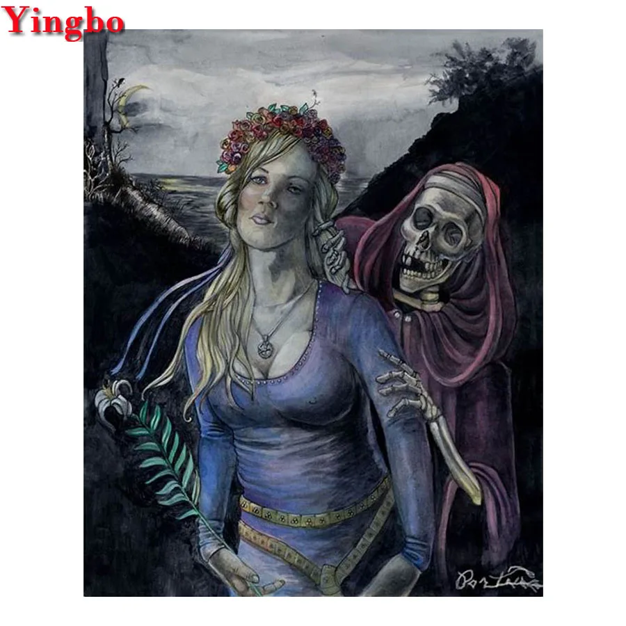 Фото на заказ Полный Круглый "череп женщины любовь" Алмазная картина узор 5D Diy Алмазная вышивка мозаика Алмазный Живопись Домашний Декор