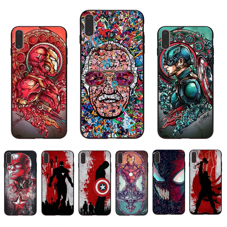 

IMIDO Marvel Avengers League Endgame Retro painting Soft phone case for iphone X XS XR XSmax 7 8 6 5 6s/6/7/8plus 5/6S SE shell
