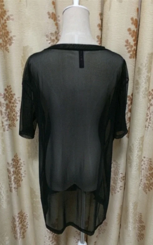 Сексуальные женские черные прозрачные сетчатые сетки футболки короткий рукав негабаритная летняя облегающая футболка Топы GL