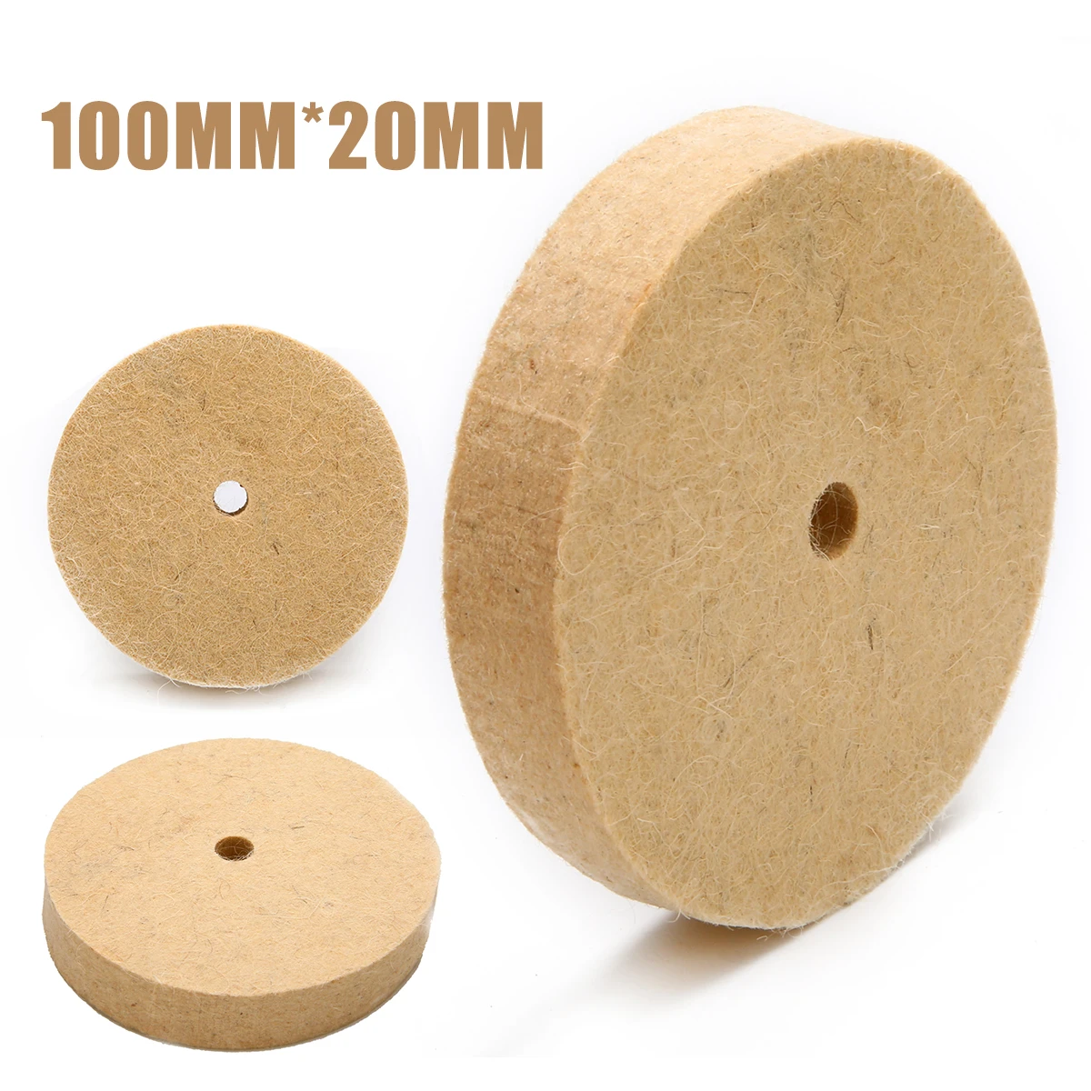 4 Inch 100x20mm Beige Wool Felt Polishing Buffing Wheel Polisher Disc Pad Rotary Tool Used With Polishing Wax Grinding Paste