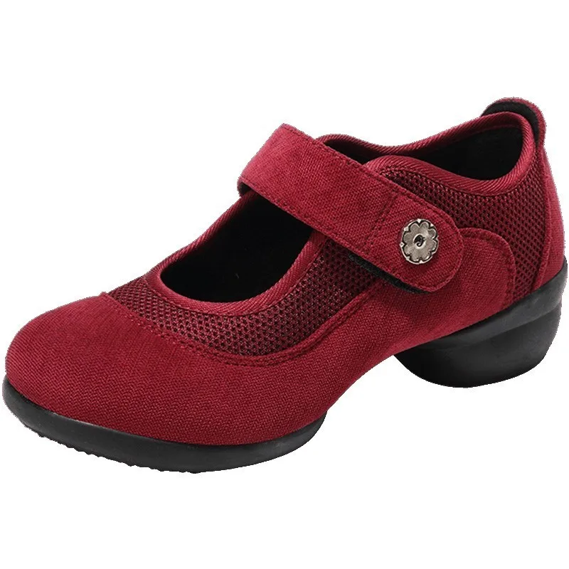 Женские бальные туфли для латинских танцев, Румба, вальс, балетные танцевальные туфли, мягкая подошва, дышащая женская обувь, женские практичные кроссовки 3 см - Цвет: red