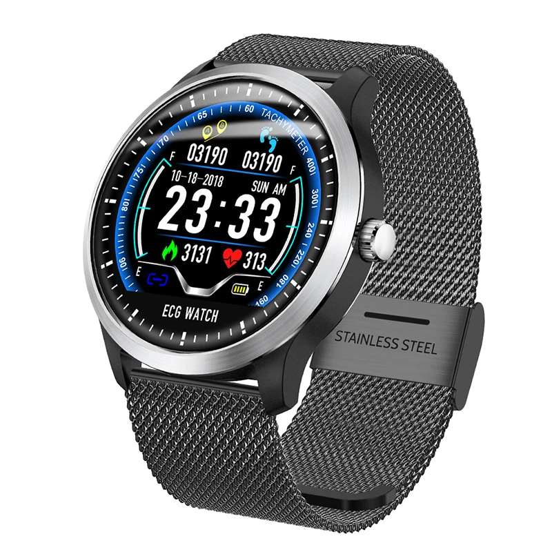 Luxury N58 ECG Smart Watch Heart Rate Monitor Fitness IP67 Waterproof Sports Stainless Steel Digital Men Bluetooth Wrist Watch