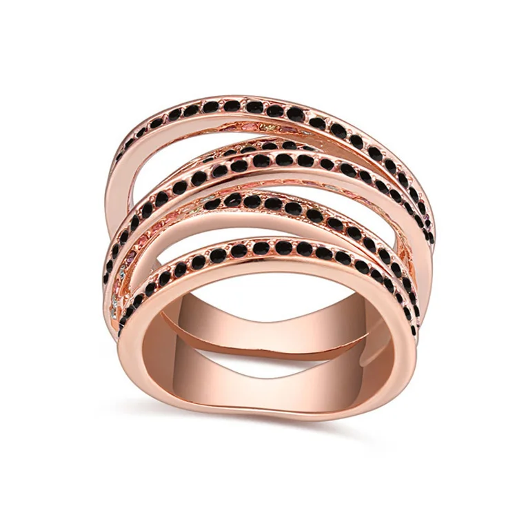 Malanda брендовые новые модные кольца цвета розового золота с кристаллами от Swarovski Роскошные Кольца для женщин вечерние ювелирные изделия подарок на день матери - Цвет основного камня: black
