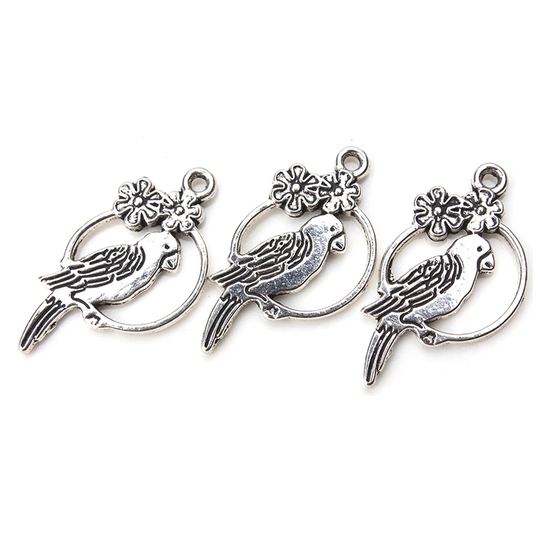 

10pcs/lot Parrot Charms Antique Silver Tone Bird in Flight for diy charms bracelet bangle jewelry findings 29mm x16mm