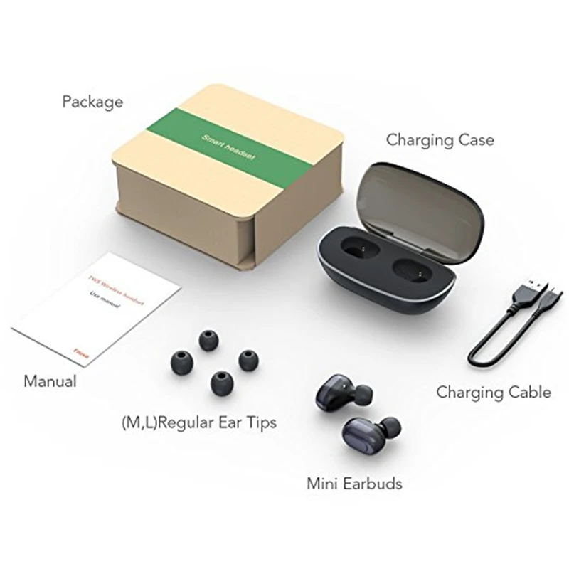 Mini Twins Bluetooth Headset Invisible In-Ear Earphones with Built-in Mic and Magnetic Charging Case for iPhone Android Samsung iPad (8)