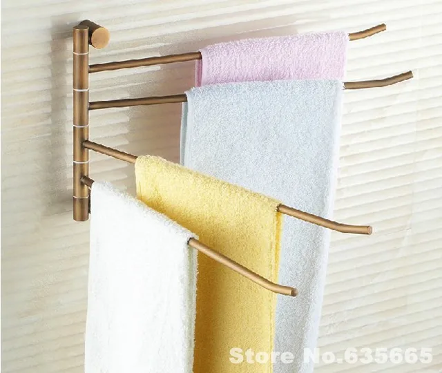 Antique Luxury Elegant Solid Brass Rod Vintage Swivel Towel Rack Rod