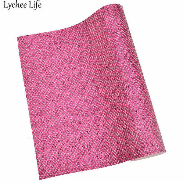 Lychee Life 29x21 см Сетка блеск синтетическая кожа ткань A4 PU ткань DIY ручной работы Швейные принадлежности для одежды украшения - Цвет: 4