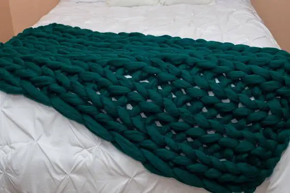 2x2M Hand Chunky Knitted Blanket Large Soft Warm Winter Bed Sofa Blanket Thick Yarn Merino Wool Bulky Knitting Blanket - Цвет: Dark green