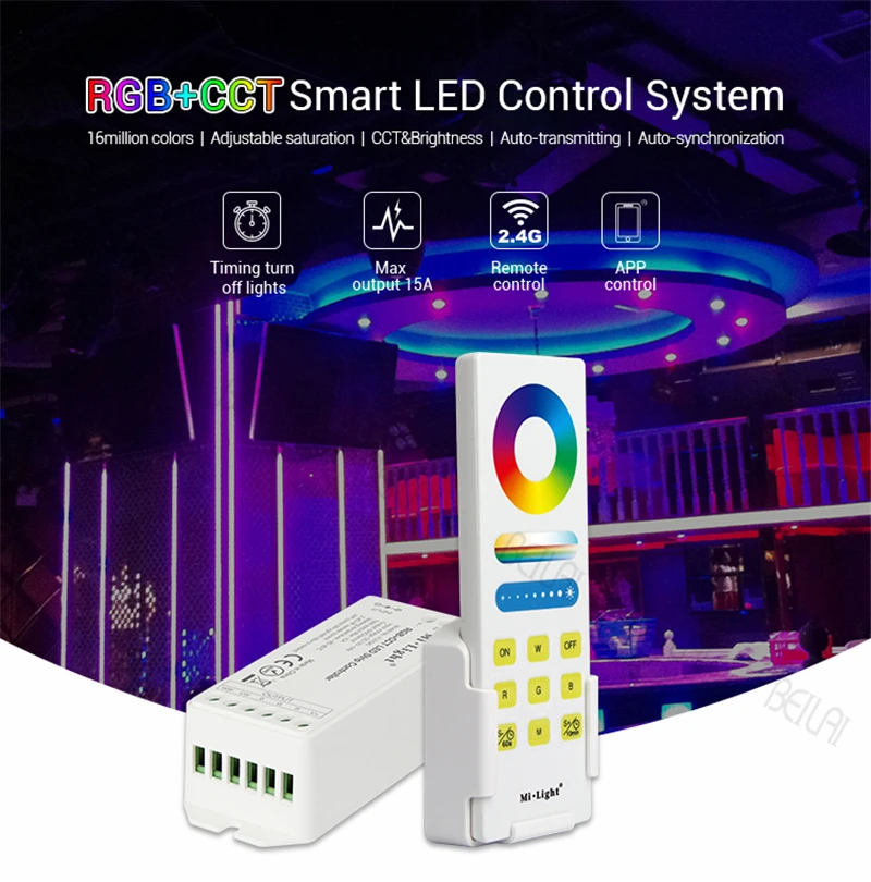 

2.4G RF Mi Light RGBW RGB CCT Smart LED Remote Control System 15A Led Controller dimmer For SMD Led strip light