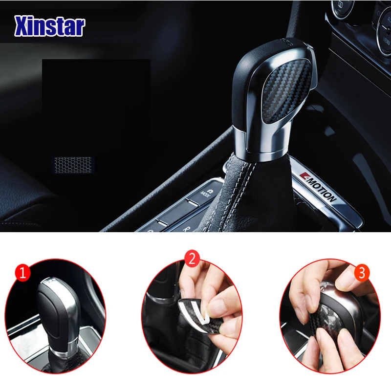 Real de Fibra Botão da Engrenagem do Carro Adesivo para vk Lote Carbono Decoração Volkswagen vw Golf Gti r Passat b5 b6 b7 Mk4 Mk6 Mk7 cc 2 Pçs - 8 Adesivos para carro