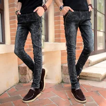 Мужские зауженные джинсы Slim Боковая молния мужская одежда тенденция джинсы узкие осенние и зимние