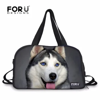 

FORUDESIGNS Husky Dog Print Travel Bag Pattern Multifunctional Holloween Cat Personalized Mochila Family Gifts luggage Hand bag