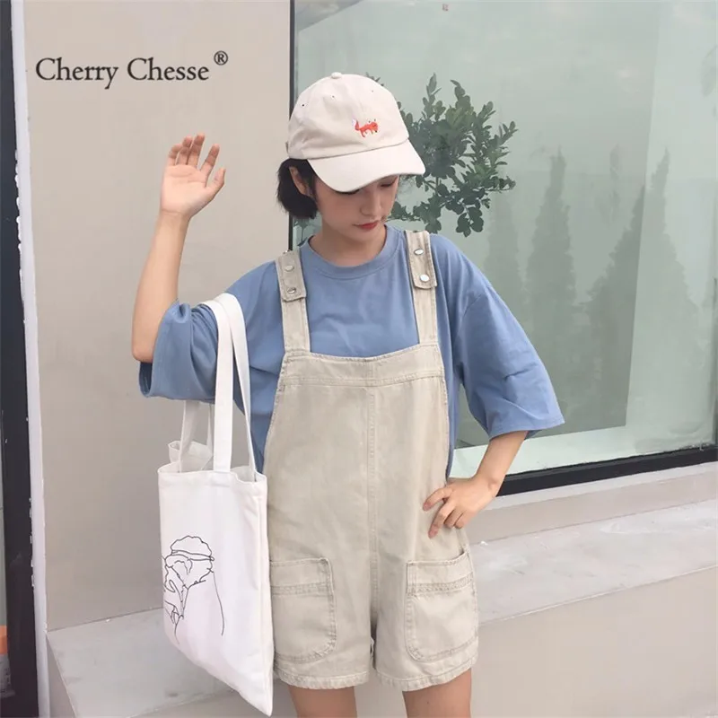 Cherry Chesse Винтаж джинсовые комбинезоны карман ремень Прямо Комбинезон Для женщин