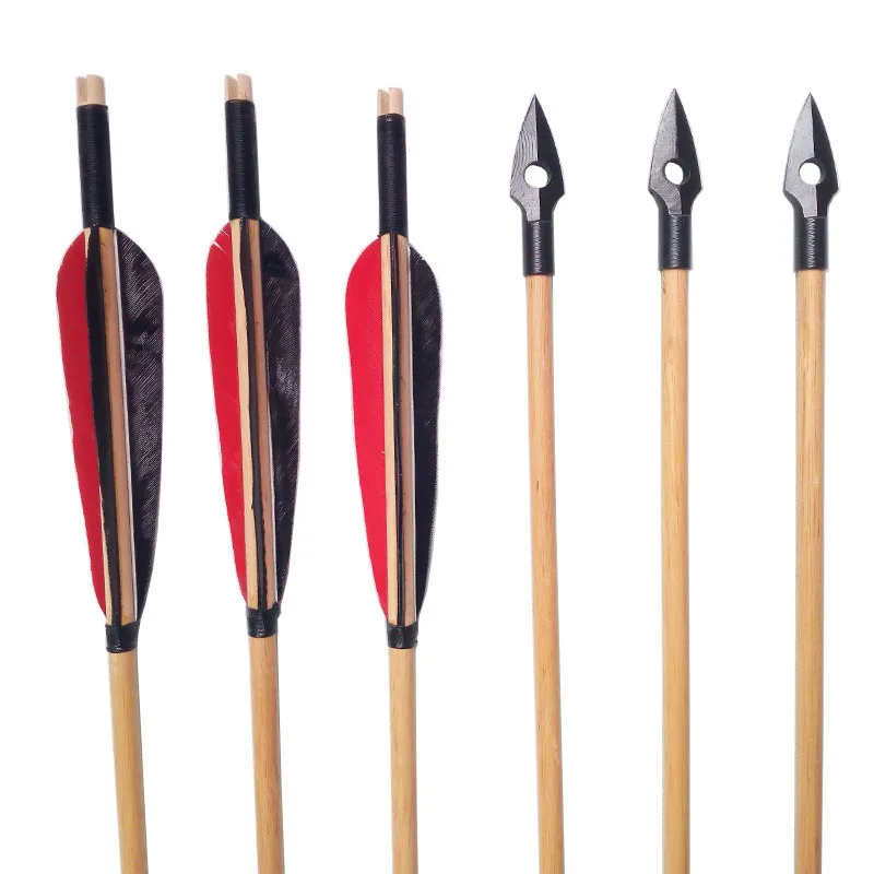 Bogenschiessen Holz Pfeile Handgemachten Truthahn Feder Recurve Lange Bogen Website Schiessen Schwarz Rot Federn Jagd Pfeil Archery Wooden Arrows Wood Arrowshunting Arrow Aliexpress
