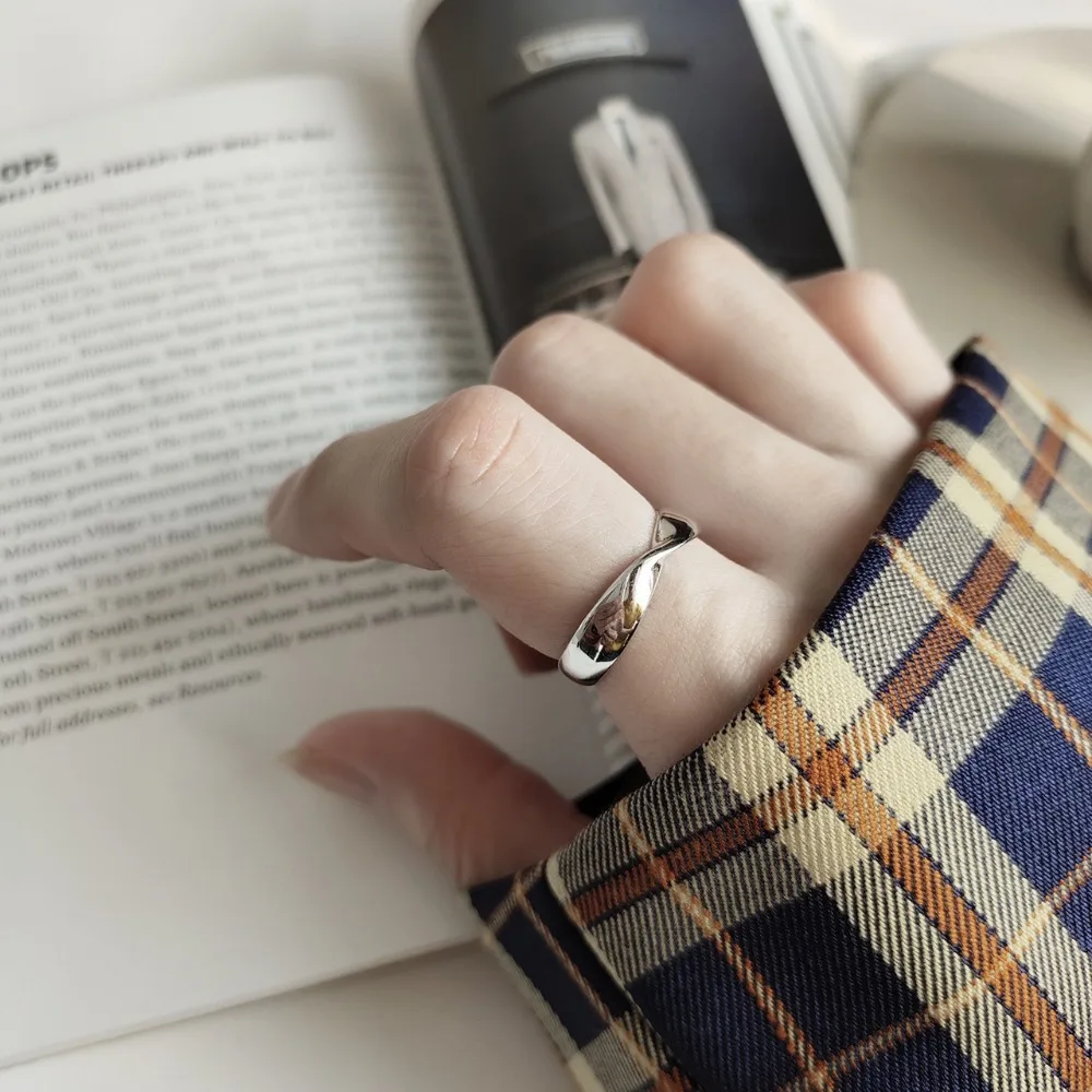 

Amaiyllis Authentic 100% 925 Sterling Silver Geometric Wave Finger Rings for Women Wedding Engagement Jewelry Gift us300