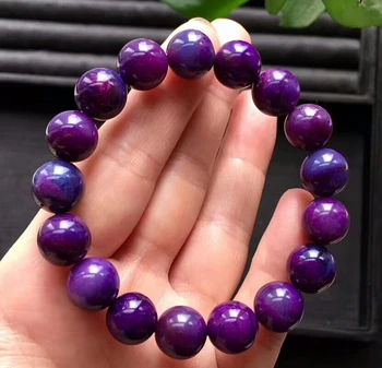 

11.5mm Natural Royal Purple Sugilite Bracelets Women Lady Stretch Crystal Sugilite Round Bead Bracelet Certificate AAAAAA