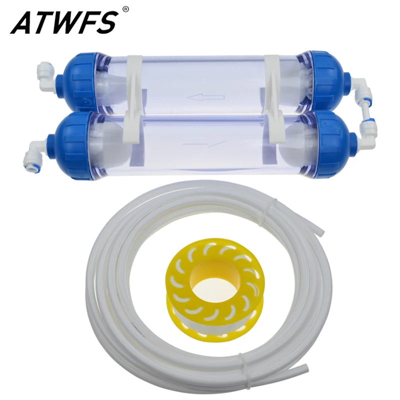 Filter Fittings Transparent Filter Housing Reverse Osmosis Unit with 1/4 PE Tube Clear Housing 