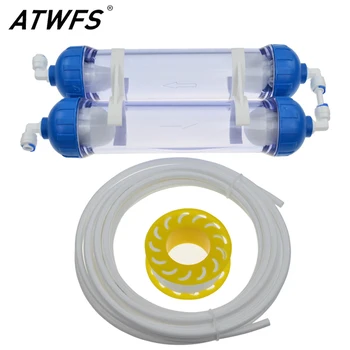 

2 Stage Water Filter Housing DIY T33 Shell Filter Bottle 1/4" Tube Fittings Thicken with Pipe Reverse Osmosis Aquarium Filter