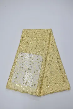 

high quality african tulle lace fabric Wholesale sequins French net lace fabric for Nigeria wedding16.80