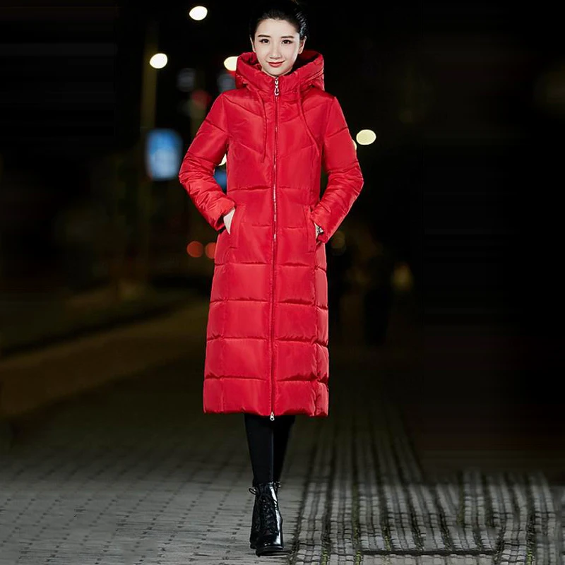 Плюс Размеры M XXXXXXL теплые Для женщин зимняя куртка 2018 Мода s с капюшоном длинный