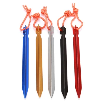 

10 pcs Camping Accessory Aluminum Alloy Tent Nail Tent Pegs Stakes Outdoor and Beach Ultralight Mitsubishi Nail 18cm Five Color