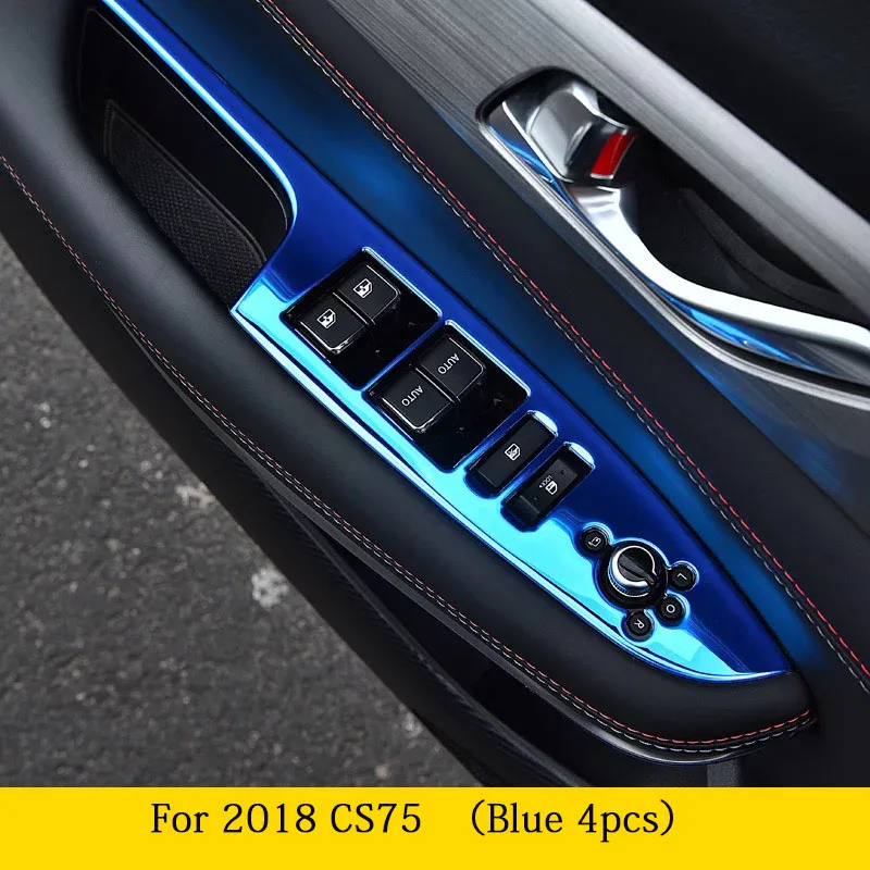 Аксессуары для стайлинга автомобилей Changan CS75- Кнопка стеклоподъемника панель управления из нержавеющей стали декоративная рамка наклейки - Название цвета: Blue