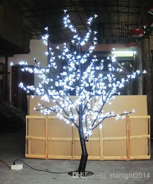 Уличный светодиодный светильник с искусственным цветком вишни, дерево, лампа в форме рождественской елки, 1024 шт., светодиодный s 6 футов/1,8 м, высота 110VAC/220VAC, непромокаемая капля - Цвет: Белый