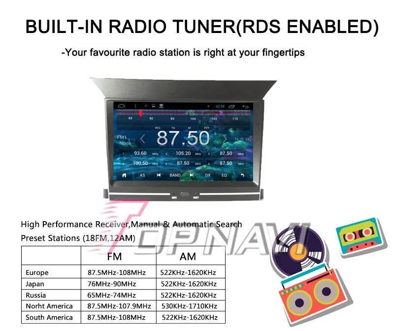 Flash Deal Topnavi 7" Quad Core Android 6.0 Car GPS Navigation for Pilot 2009 2010 2011 2012 Autoradio Multimedia Audio Stereo,NO DVD 23