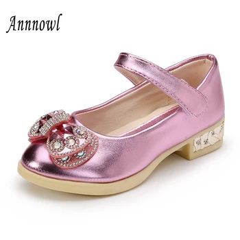 

2017 New Fashion Models Girls Shoes Child Rhinestones Bow Princess Shoes Big Virgin Solid Mary Jane Shoes Little Kid Dance Shoes