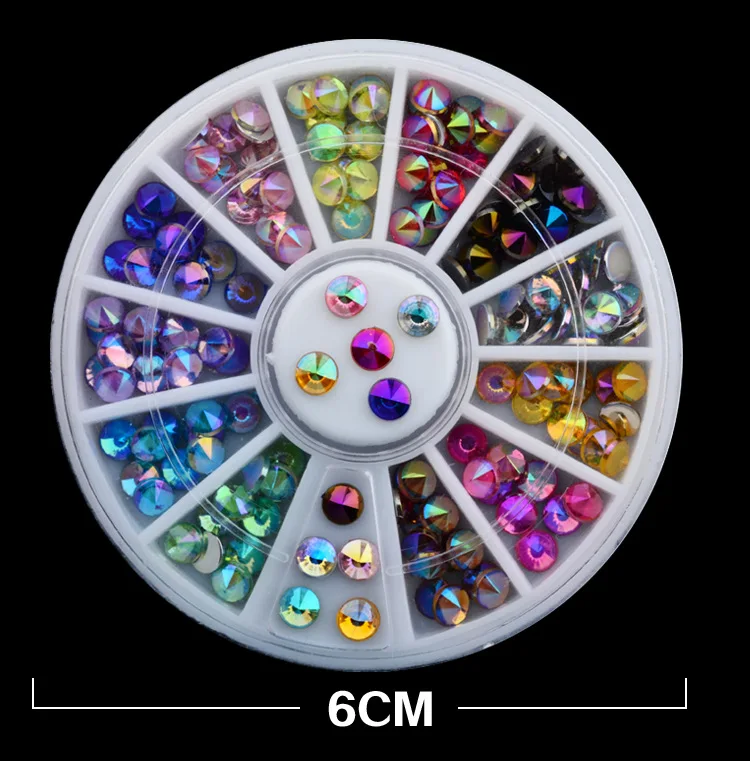 

Free shipping 96 PCS 12 color 3 d nail art skills gem crystal shimmering rhinestone DIY nail decoration