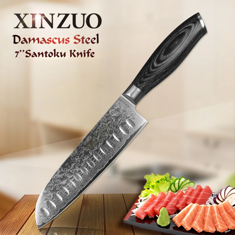 XINZUO " дюймовый нож Santoku 67 слой высокоуглеродистой дамасской стали для приготовления пищи японский кухонные ножи шеф-повара с деревянной ручкой Pakka