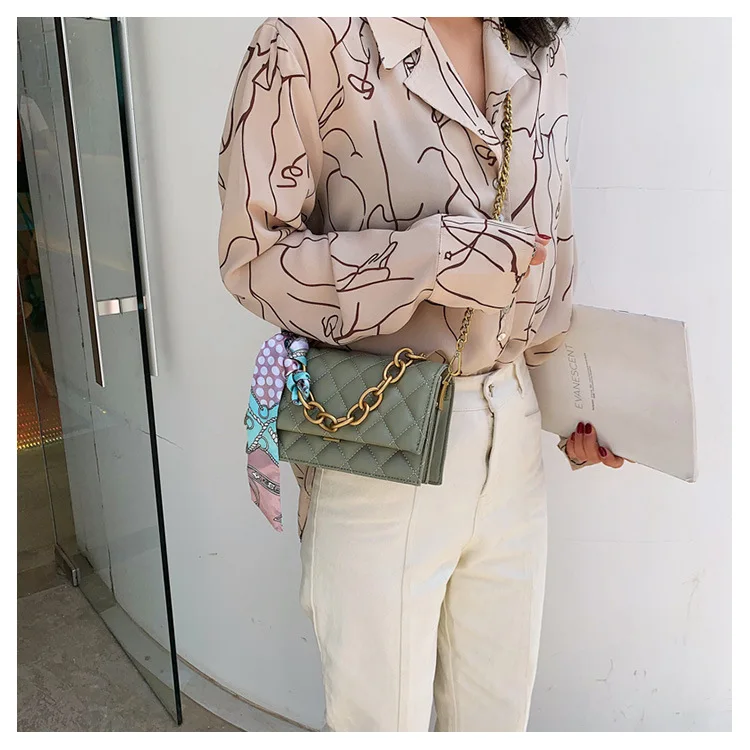 Новинка, женская сумка на плечо с лентой, маленькая квадратная модная женская сумка на цепочке, сумка-мессенджер с клапаном, брендовая дизайнерская женская сумка через плечо