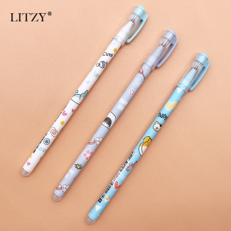 

Erasable Pen 0.38mm Black Ink Magic Erasable Pens for School Supplies Kawaii Dog Gel Pen Student Writing Neutral Pen Stationery