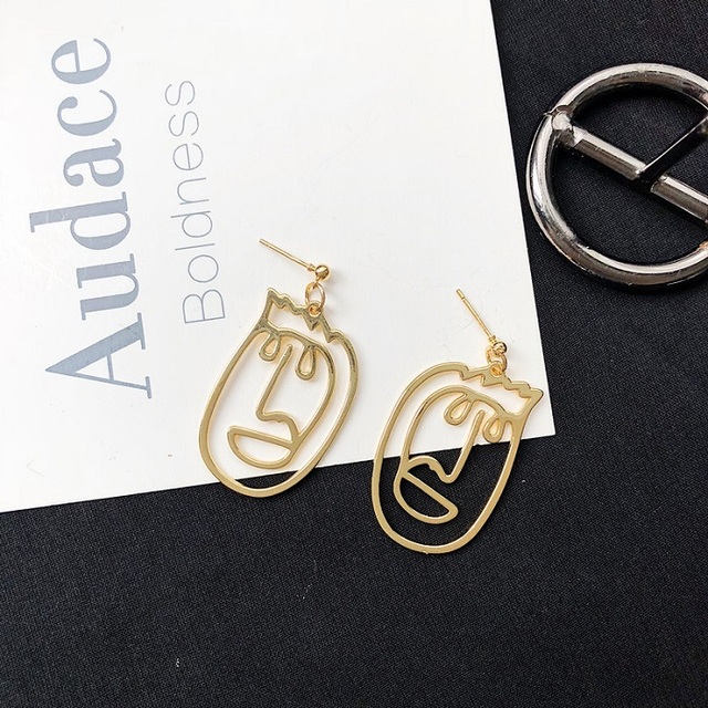 Fashion Abstract Hollow Face Palm Drop Earrings For Women Gold/Silver color Metal Style Dangle Earring Girls Jewelry