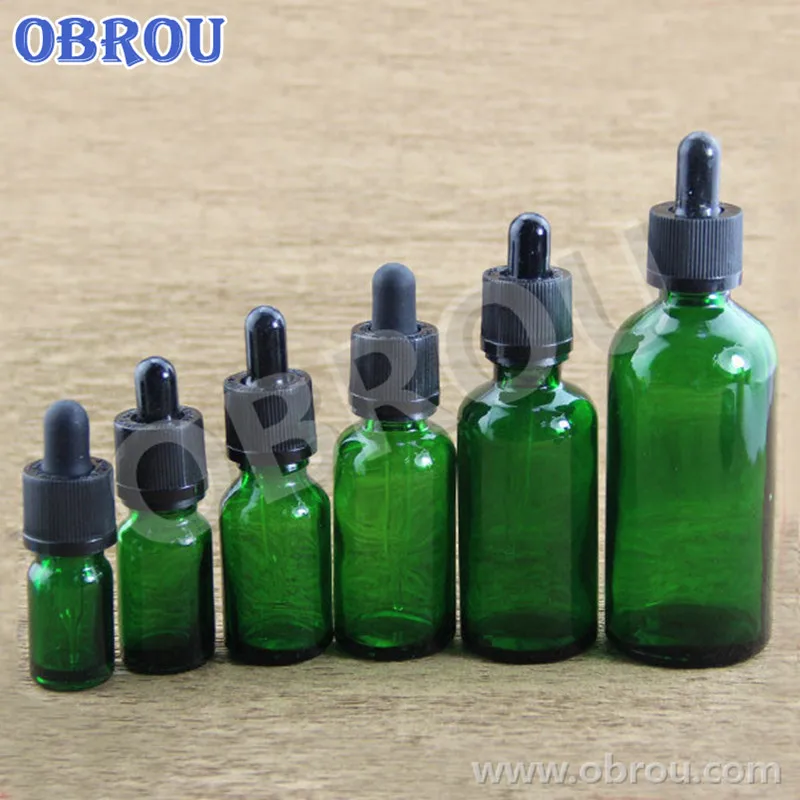

Free shiping small quantity beard care packaging 5ml to 100ml green glass dropper bottle glass pipette for essential oil lotion